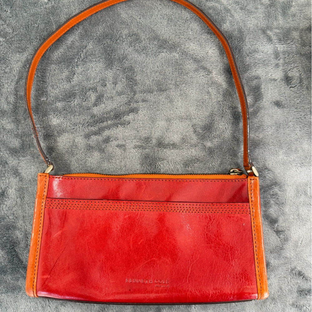 Kenneth Cole Leather Red and Orange Shoulder Bag
